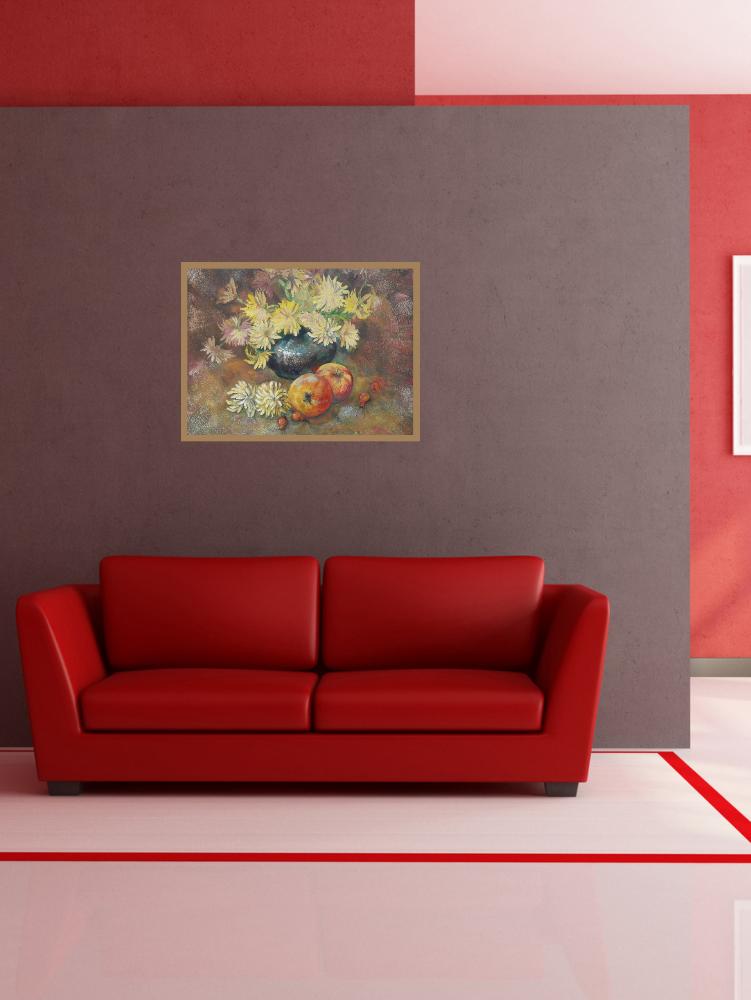 Картина Осенний натюрморт с хризантемами и яблоками от Art Магазина Абрис Клуб