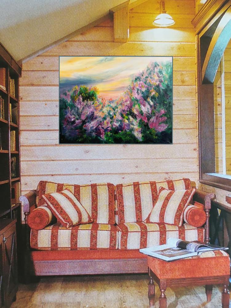 Картина Кусты сирени в лучах заката солнца от Art Магазина Абрис Клуб